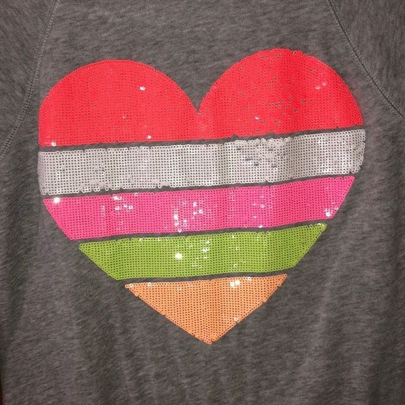 •VICTORIA’S SECRET•GRAY SUPER MODEL ESSENTIAL SEQUIN HEART Y2K HOODIE JACKET XS - Picture 4 of 6
